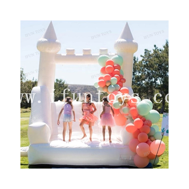 Kids Party Rental Inflatable White Bouncer Jumping Water Slide Combo Bounce Castle House Bouncing Slide