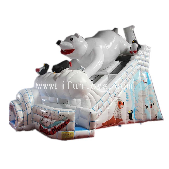 Inflatable Polar Bear Slide /Snow Theme Inflatable Slides /Giant Inflatable Water Slide for Kids