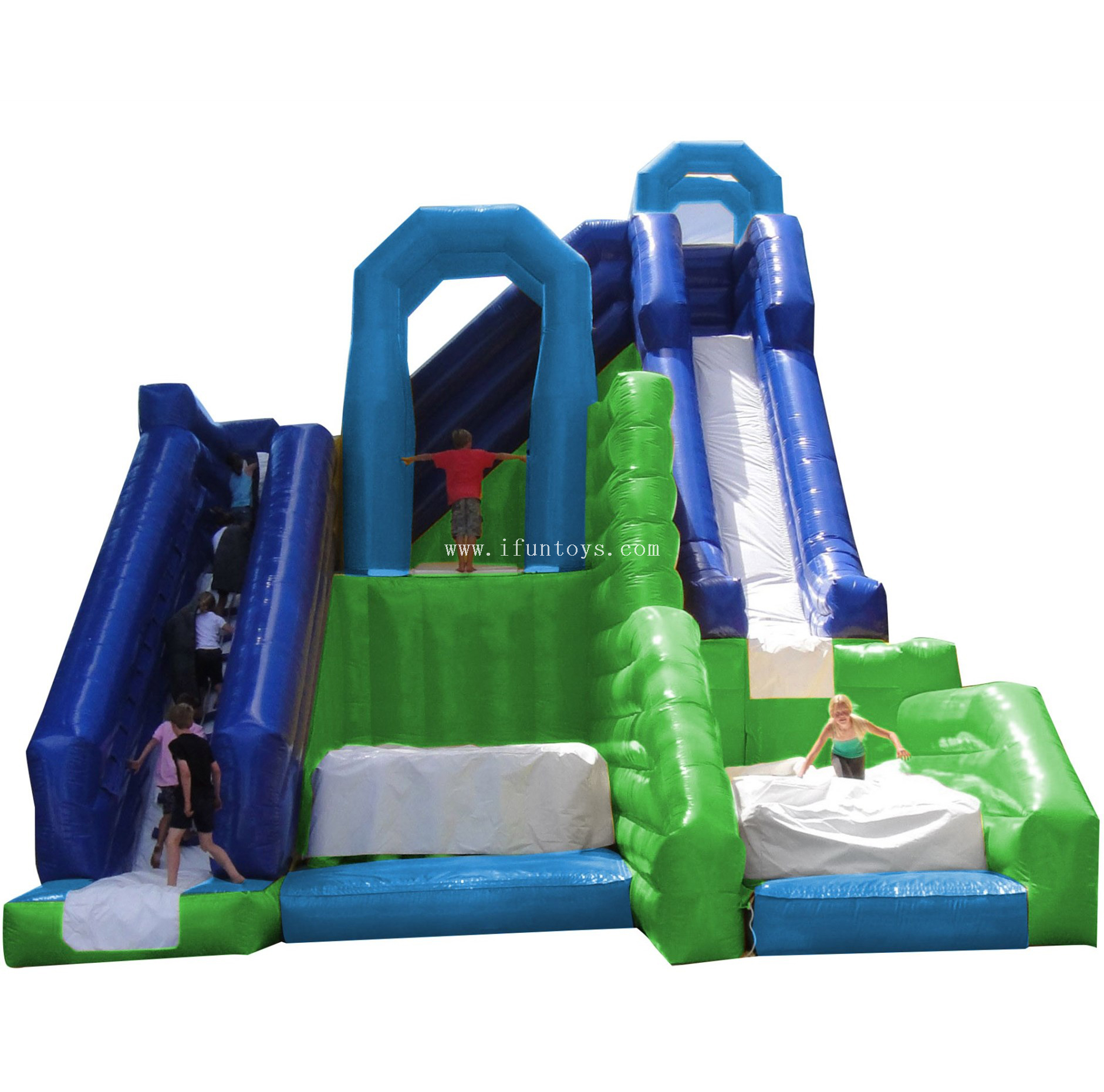 Commerical outdoor inflatable cliff jump slide/ inflatable dry slide/inflatable jump off with bag for kids and adults