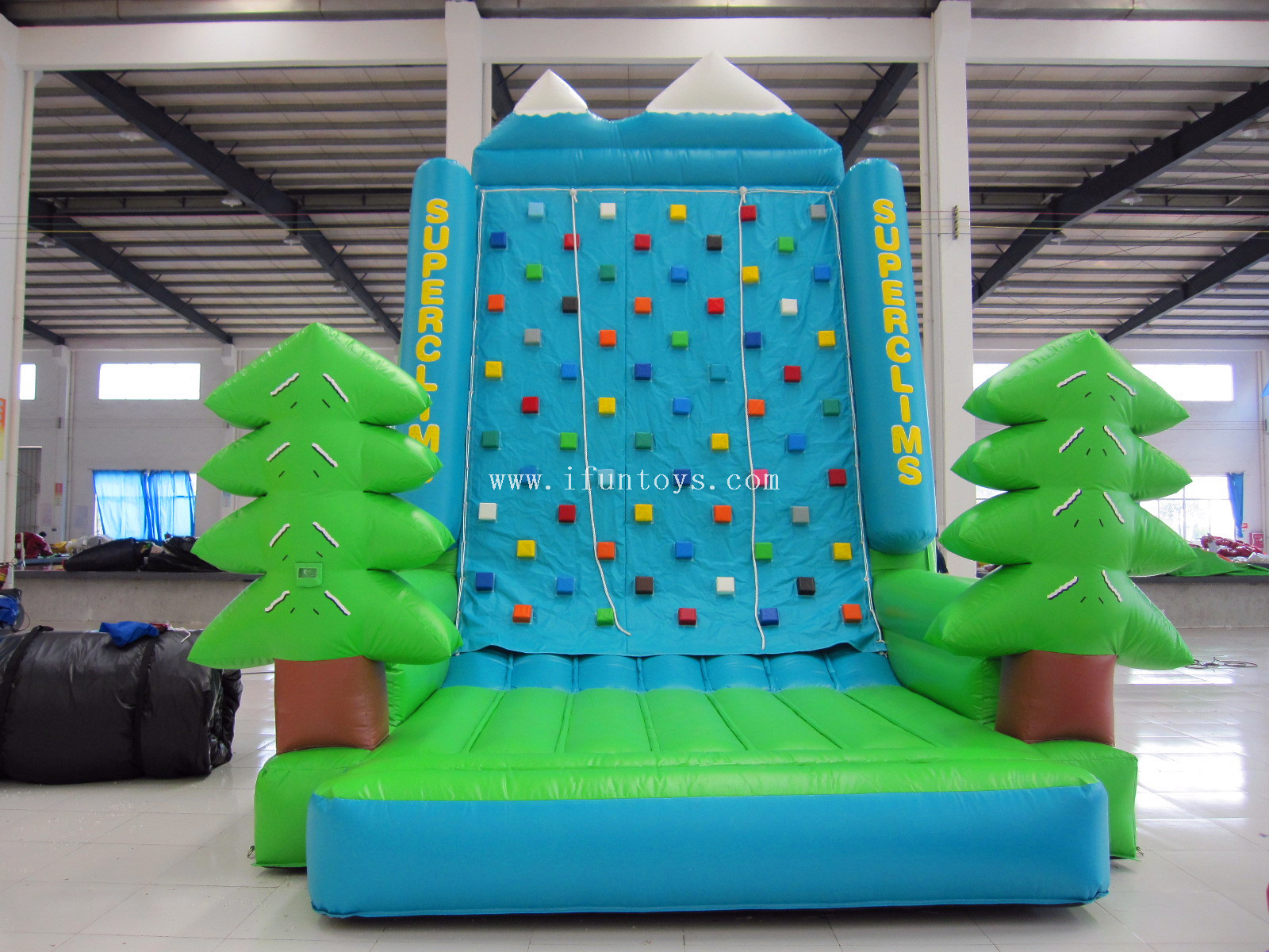 New finished yellow color commercial Inflatable playgrounds rock climbing wall for sport games