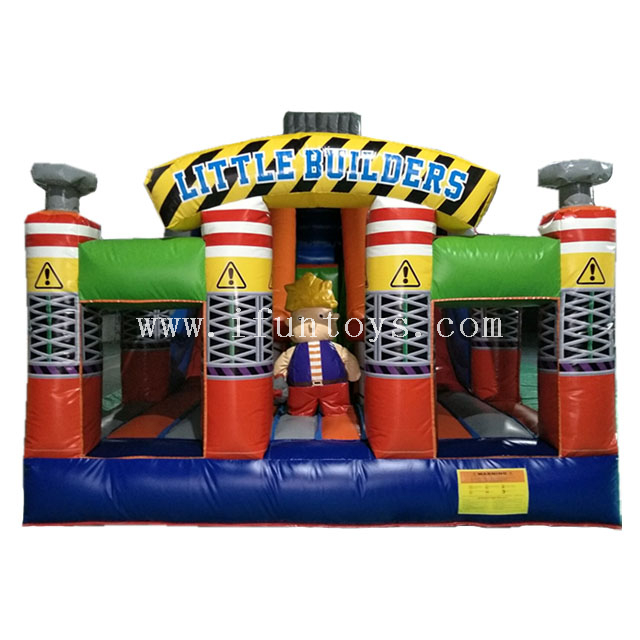 High quality little builder inflatable spacewalk bouncing bouncer castle slide combo playground for kids