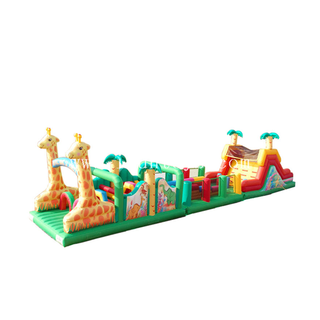 Giraffe theme animal inflatable bouncy house obstacle course /inflatable running race obstacle course for kids