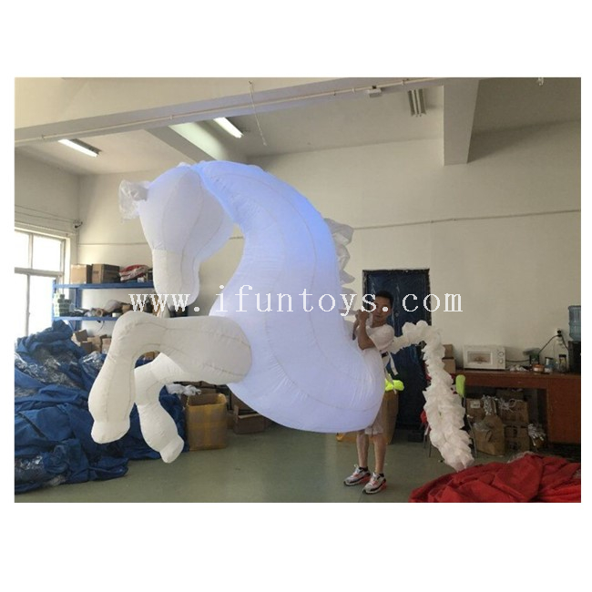 White Inflatable Horse Costume / Led Lighting Inflatable Walking Horse Costume / Inflatable Horse Puppet for Parade Performance