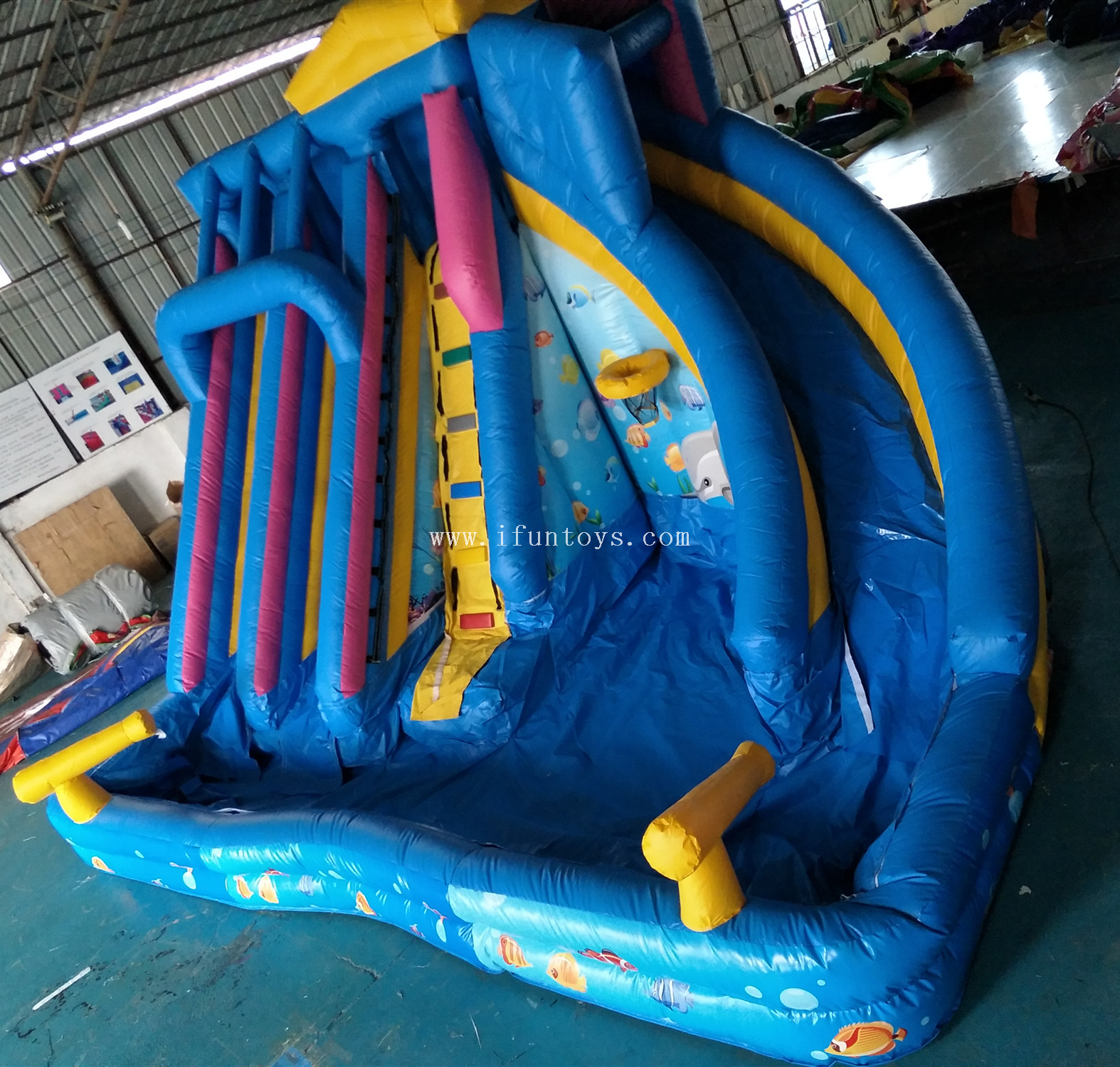 Falls Adventure Inflatable Backyard splash Water Slide and Pool/inflatable water slides with water gun for kids