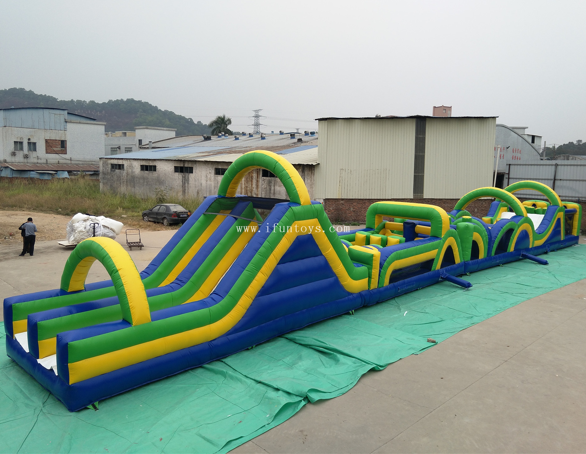Cheap Radical Run inflatable obstacle course with climbing wall/inflatable tunnel obstacle course for sport game