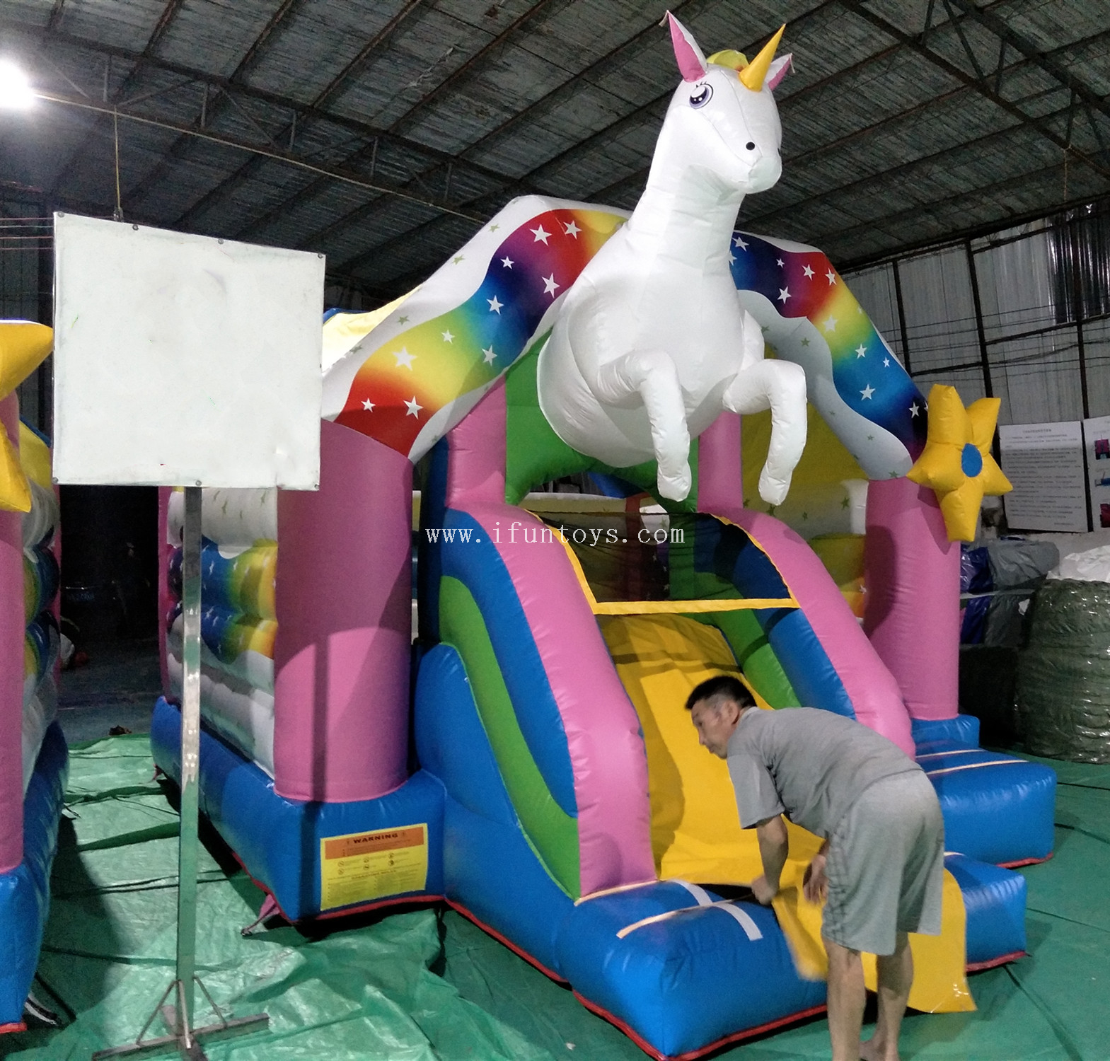 Outdoor inflatable Rainbow Unicorn Bounce House with slide/Unicorn bouncy castle/ Inflatable Unicorn combo for party rentals
