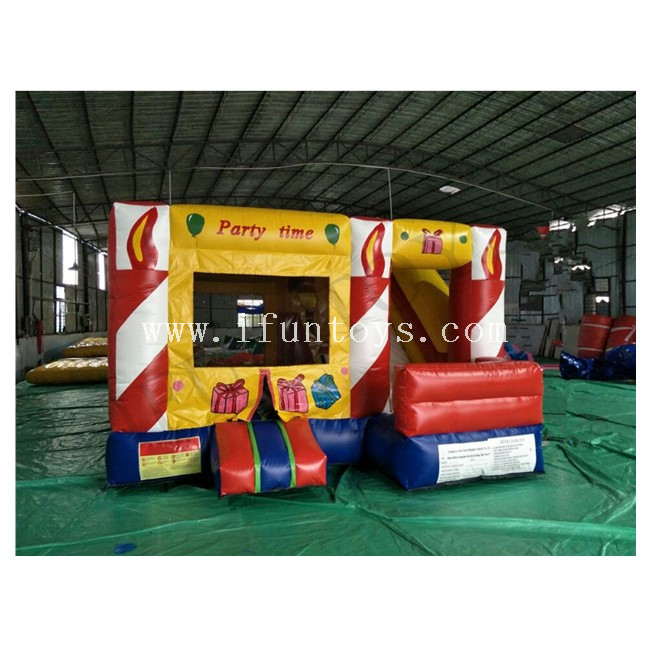 Cheap Inflatable Party Time Bouncy House / Inflatable Bouncy Slide Combo / Jumping Castle with Slide for Kids