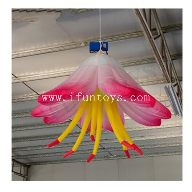 Color Changing Inflatable Hanging Flower / Inflatable Lily Flower with LED Lighting for Party