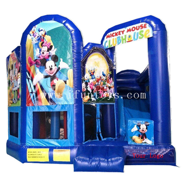 Disney Mickey Mouse Inflatable Clubhouse Bouncer / Party Theme Inflatable Bouncer Castle Combo for Kids